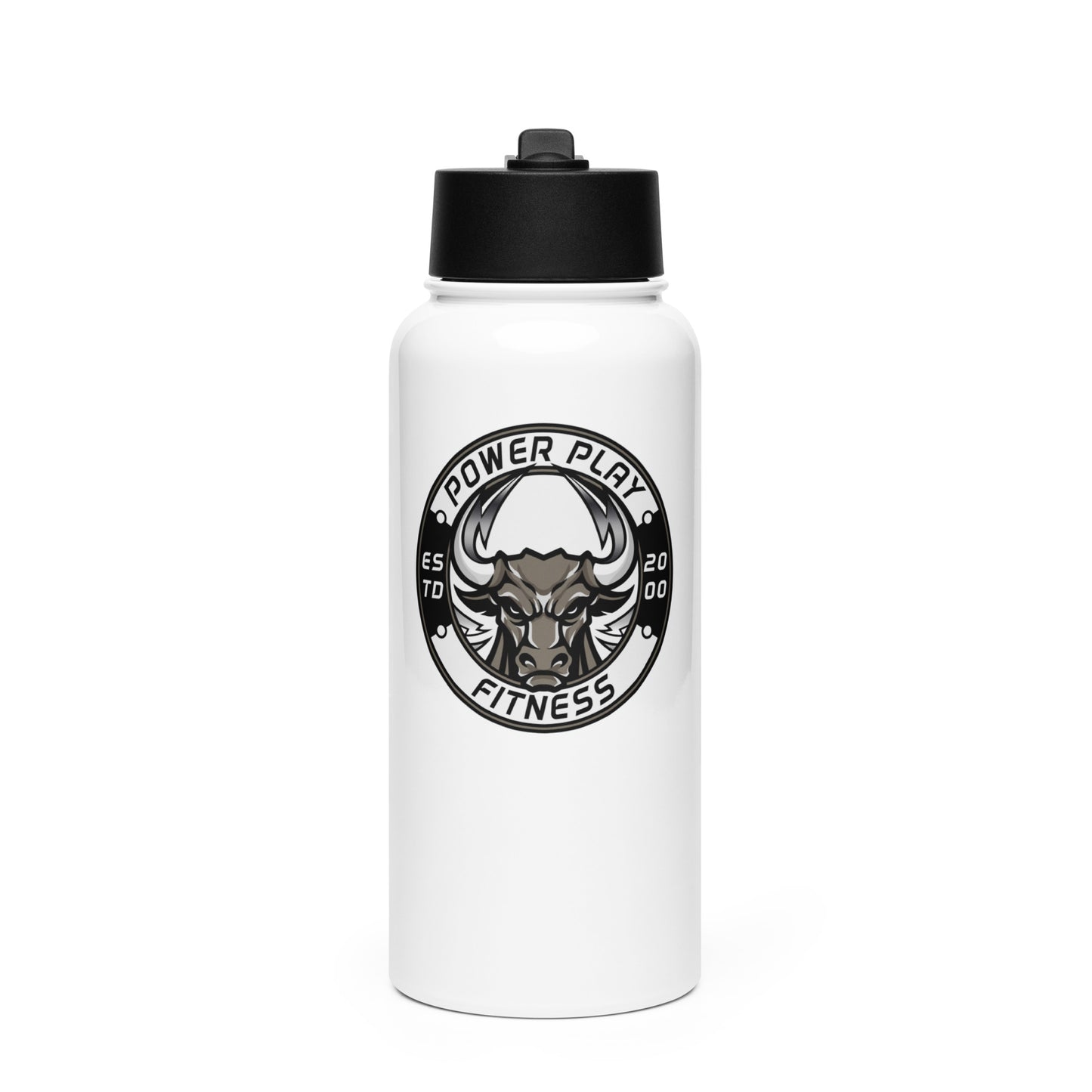 Stainless steel water bottle with a straw lid